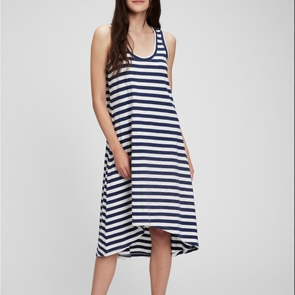 GAP high-low striped tank dress M